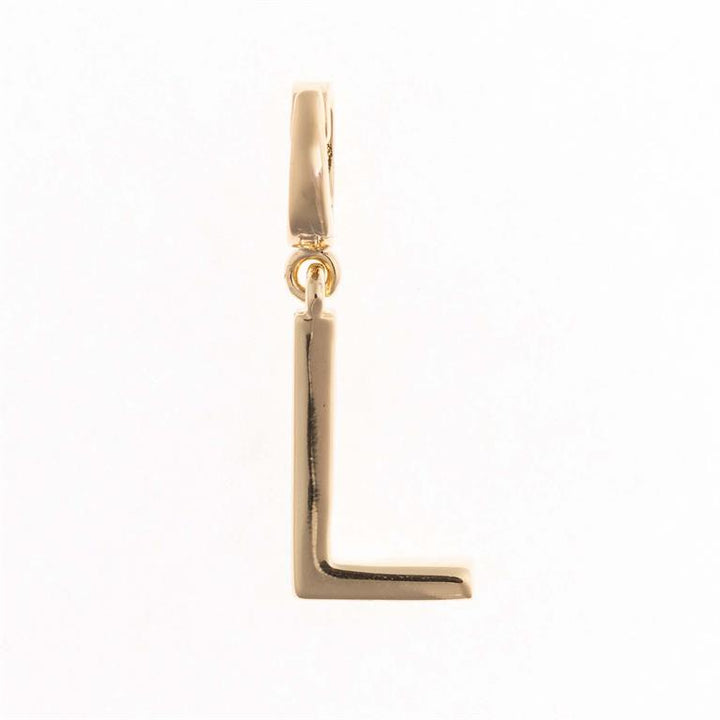 18K gold-plated "L" charm with top loop for attachment; available in multiple sizes.