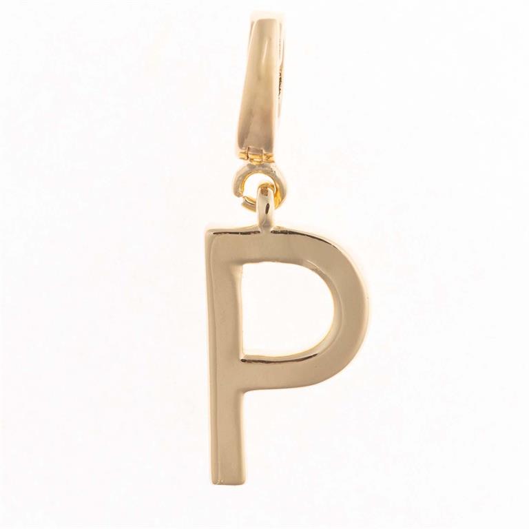 18K gold plated "P" pendant with top loop for easy charm changes; available in 16", 18", and 20" lengths.