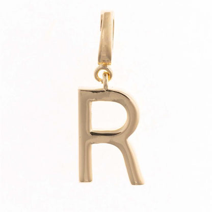 18K gold plated "R" pendant with top loop; available in multiple sizes.