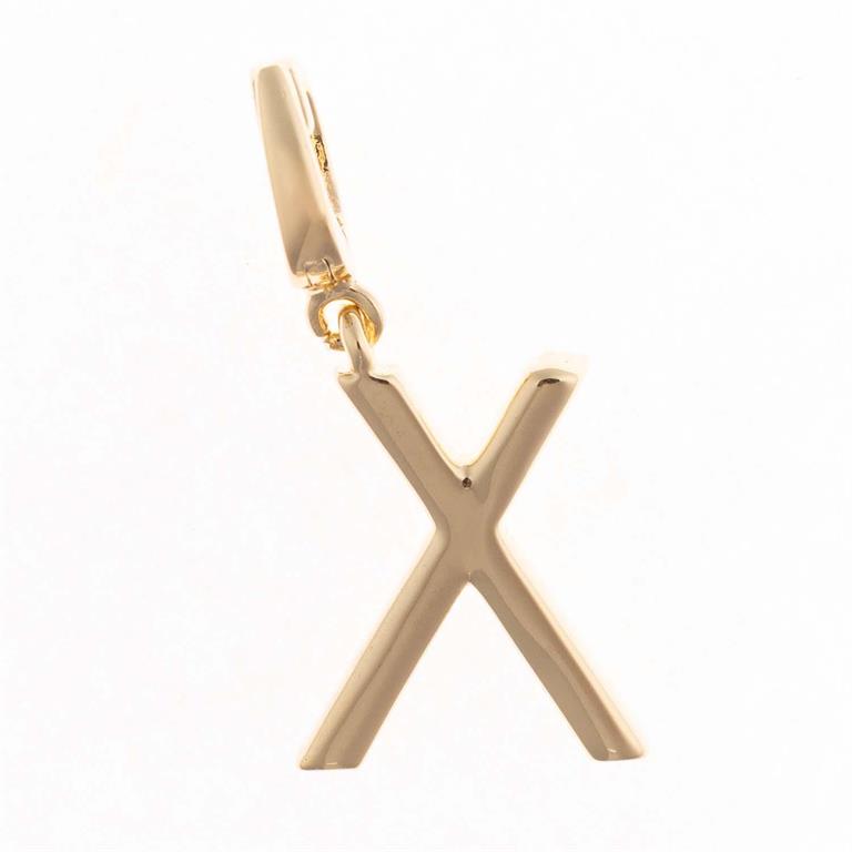 Gold "X" pendant in 18K gold-plated finish with top loop for easy charm changes. Sizes available: S, M, L.