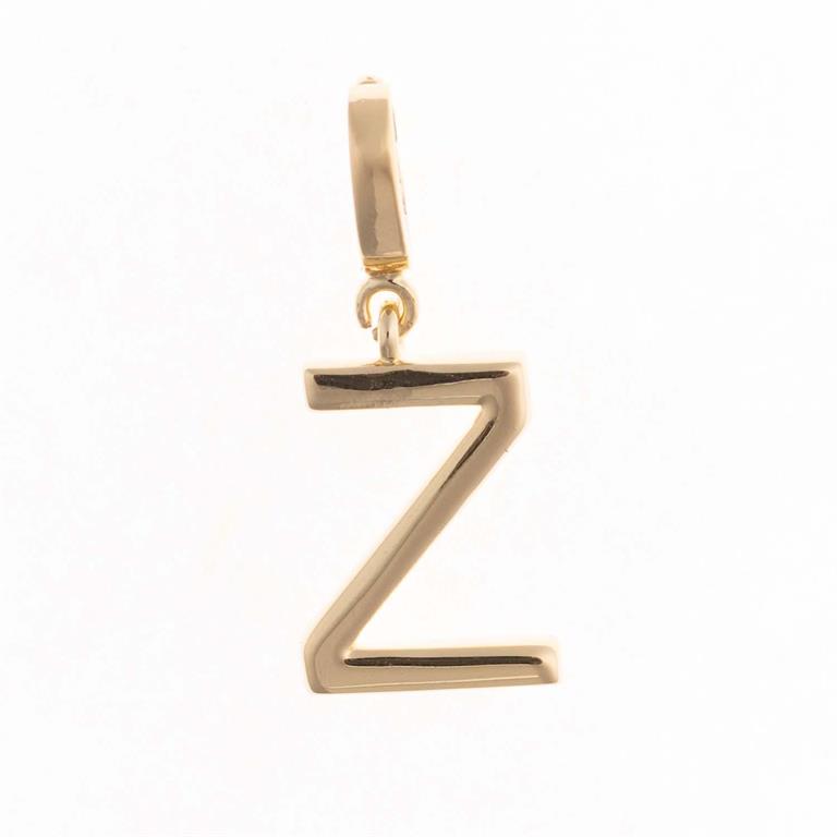 18K gold plated "Z" pendant with small loop for charms. Available in multiple sizes.