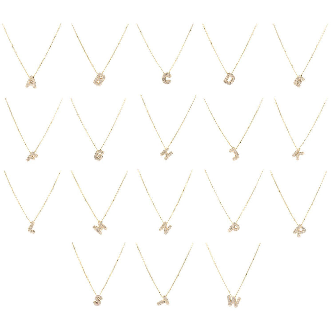 The Chloe Necklace collection offers 18K gold plated initial necklaces with letter pendants from A to W. Available sizes: Adjustable chain length from 16 to 18 inches.