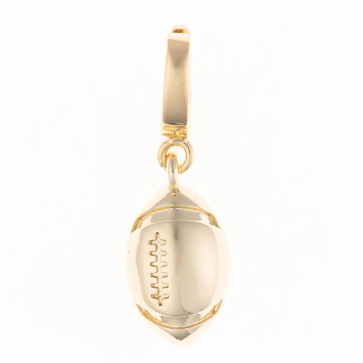 18K gold-plated football charm with clip-on bale.
