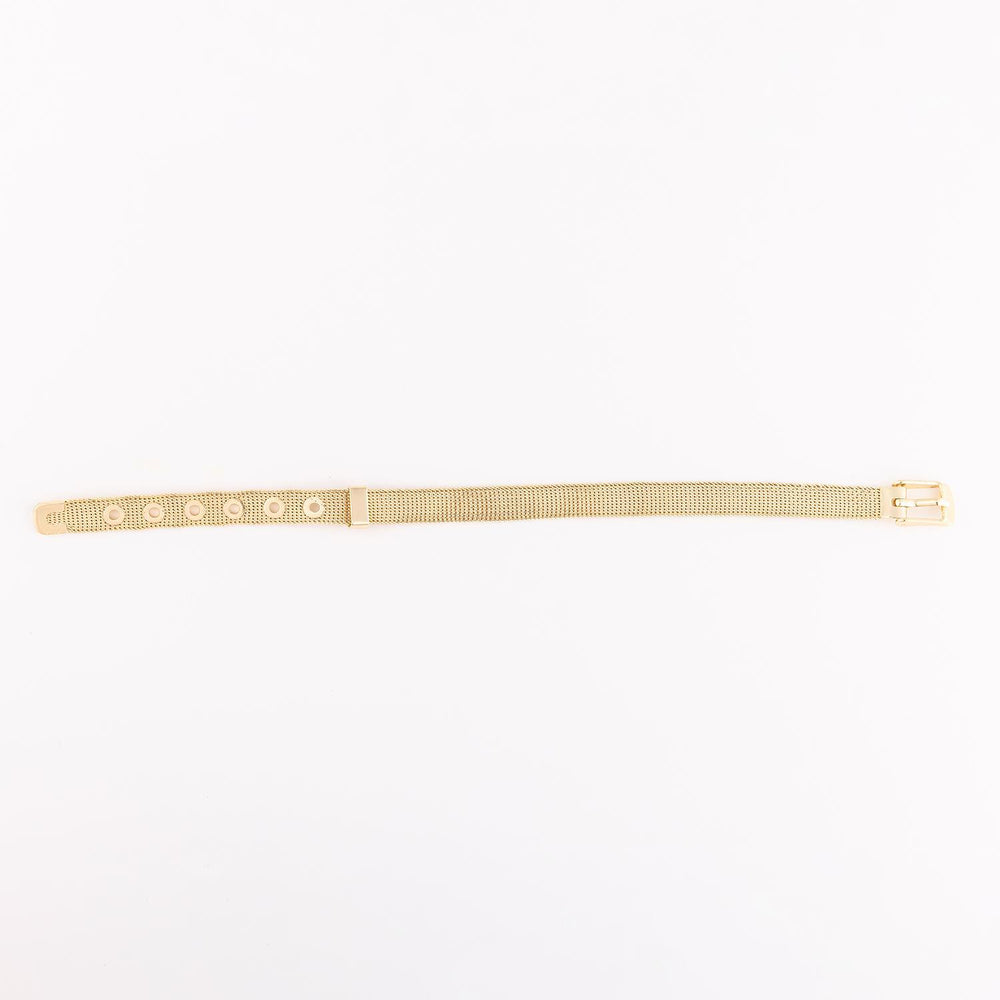 Gold-plated adjustable Camryn Bracelet Charm Bar with clasp; available in multiple sizes.