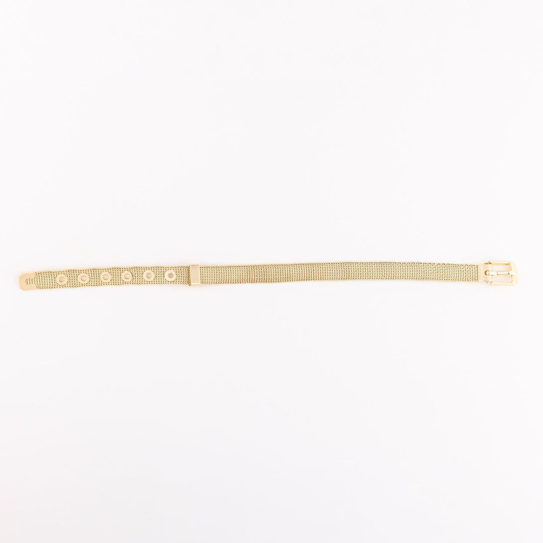 Gold-plated adjustable Camryn Bracelet Charm Bar with clasp; available in multiple sizes.