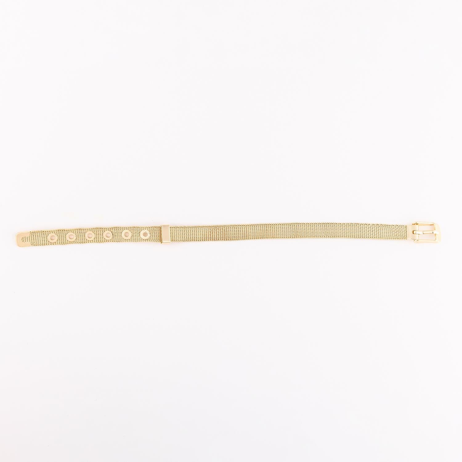 Gold-plated adjustable Camryn Bracelet Charm Bar with clasp; available in multiple sizes.