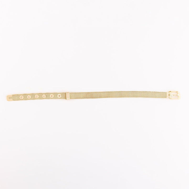 Gold-plated adjustable Camryn Bracelet Charm Bar with clasp; available in multiple sizes.