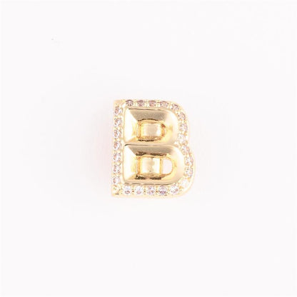 Gold letter "B" charm outlined with clear stones, for Camryn Bracelet Charm Bar. Sizes available: small, medium, large.