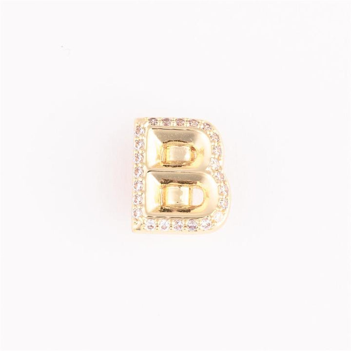 Gold letter "B" charm outlined with clear stones, for Camryn Bracelet Charm Bar. Sizes available: small, medium, large.