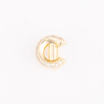 Gold metallic letter "C" charm with clear gemstones on the upper curve. Available in small, medium, and large sizes.