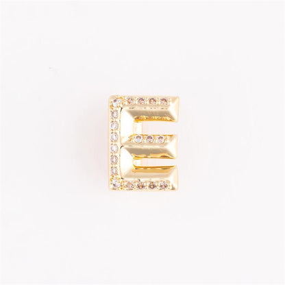 Gold letter "E" charm with clear gemstones for the Camryn Bracelet Charm Bar. Sizes available: small, medium, large.