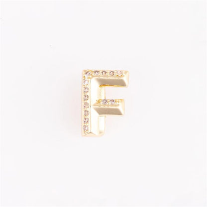 Gold letter "F" charm with gemstone accents. Available in small, medium, and large sizes.