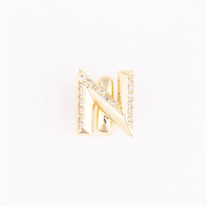 Gold letter "N" charm with clear stones, for Camryn Bracelet Charm Bar. Available in small and medium sizes.