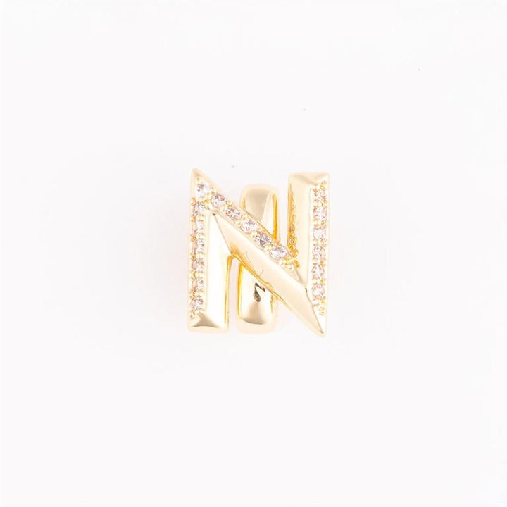 Gold letter "N" charm with clear stones, for Camryn Bracelet Charm Bar. Available in small and medium sizes.