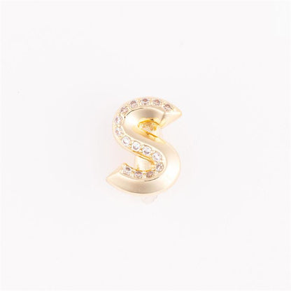 Gold "S" pin with clear rhinestones on upper curve; available in small, medium, and large sizes.