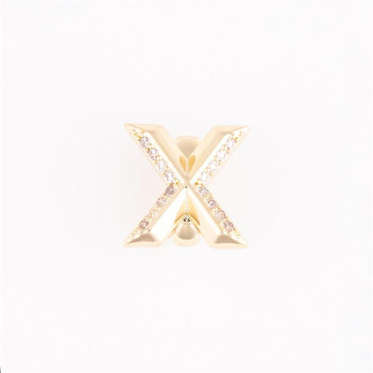 Gold "X"-shaped Camryn Bracelet Charm Bar with sparkling gemstones on diagonals; available in small, medium, and large sizes.