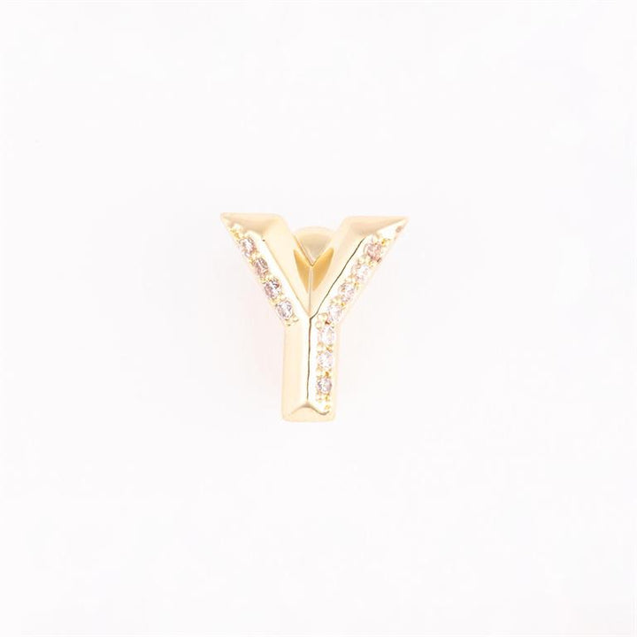 Gold letter "Y" charm with clear gemstones on each arm. Available sizes: S, M, L. Fits Camryn Bracelet Charm Bar only.