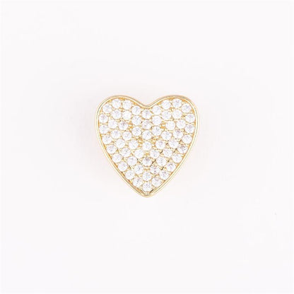 Gold heart-shaped Camryn Bracelet Charm Bar with sparkling gemstones. Available in small, medium, and large sizes.