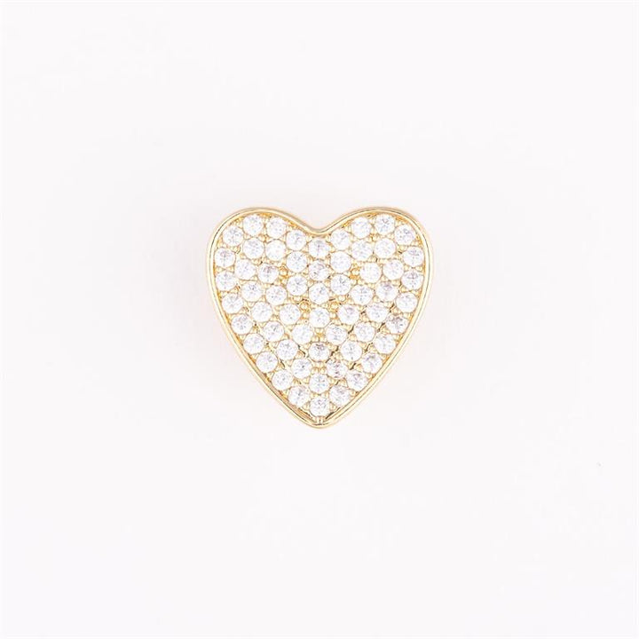 Gold heart-shaped Camryn Bracelet Charm Bar with sparkling gemstones. Available in small, medium, and large sizes.