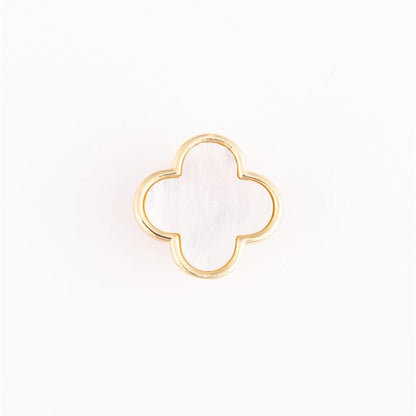 Gold-edged four-leaf clover pendant with glossy white center. Available in small, medium, and large sizes.