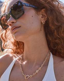 Elisa Toggle Link Chain Necklace Gold shown; available in 16", 18", and 20" lengths.