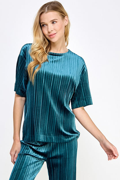 Pleated Velvet Set