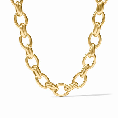 Essex Link Necklace by Julie Vos with large oval 24K gold plate links and adjustable length; available in multiple sizes.