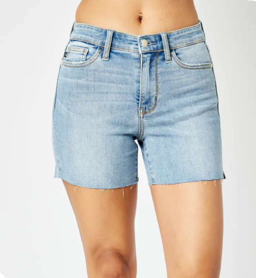 Midrise cut off shorts, frayed ends, light denim Judy Blue Brand