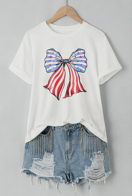 American Flag Bow T-Shirt