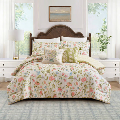 SUGAR MILL EMBROIDERED BOUQUET PILLOW by Spartina displayed on a neatly made bed; available in standard and lumbar sizes.