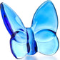 Crystal Butterfly Figurine with glossy, curved blue translucent wings. Available sizes: small, medium, large.