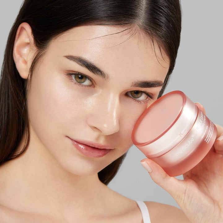 MEDICUBE Triple Collagen Cream in a pink jar; anti-aging formula. Available in 50ml and 100ml sizes.