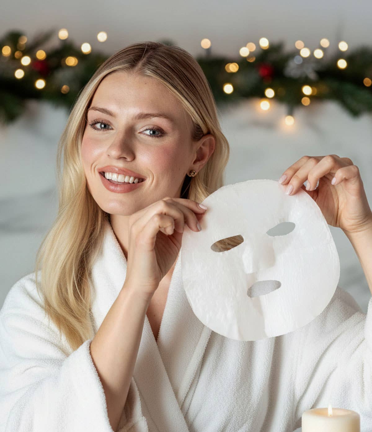Lemon Lavender Let It Glow Holiday Face Mask, single-use, made in Korea. Size options not visibly indicated.