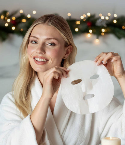 Lemon Lavender Let It Glow Holiday Face Mask, single-use, made in Korea. Size options not visibly indicated.