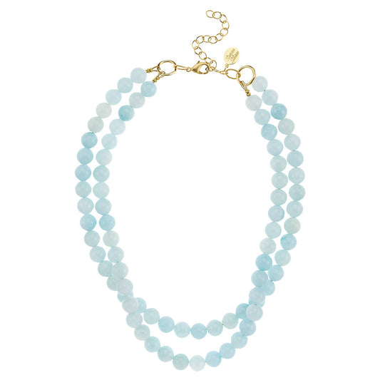 Jade Double Strand Necklace | Baby Blue
