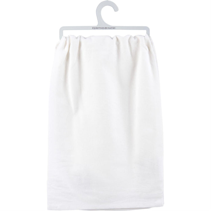 Plain white cotton kitchen towel with gingham ribbon trim. Sizes available: 16"x28", 18"x30", 20"x32".