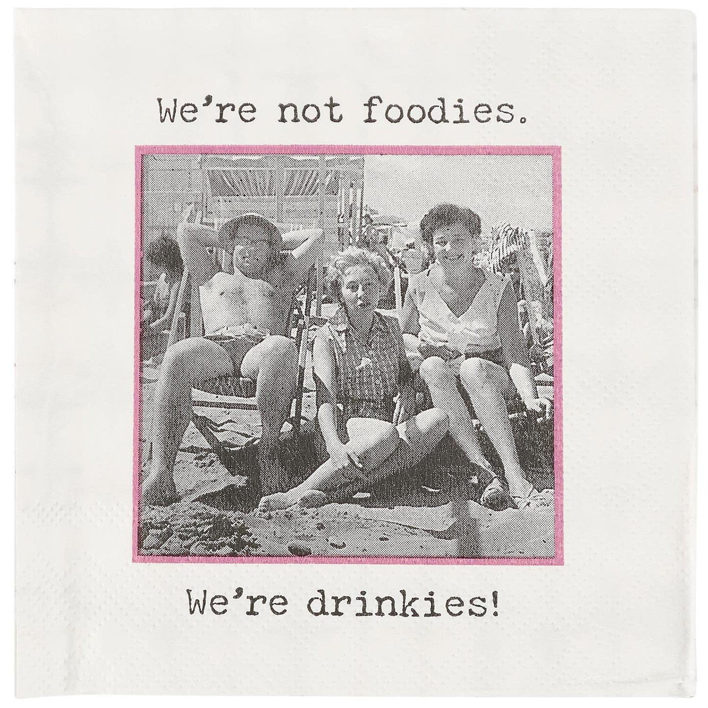 Beverage Napkins - Drinkies: retro-style, humorous captions. Disposable. Sizes available: standard cocktail napkin.