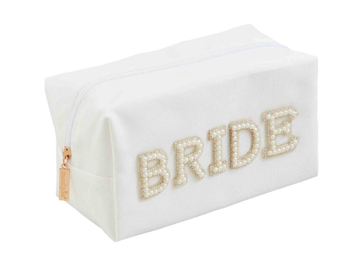 Spa by nine broad patch case is white and spells out bright and white pearls trimmed in silver
