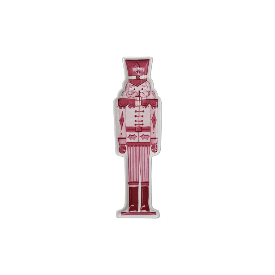 Stoneware Nutcracker shaped plate in red and pink.