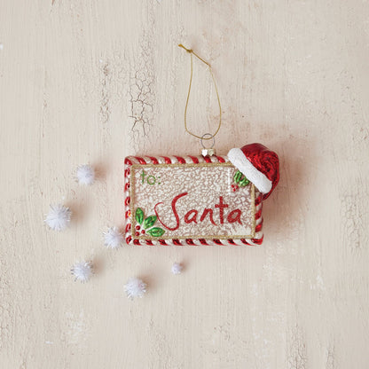 Glass Letter To Santa Ornament