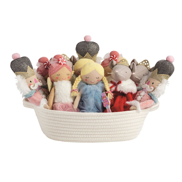 Nutcracker plush doll, fairy, and mouse dolls.