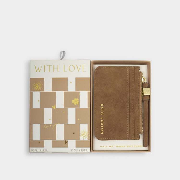 GIFT BOXED COIN & CARDHOLDER | Caramel Suedette | 3 1/8" x 4 1/2"