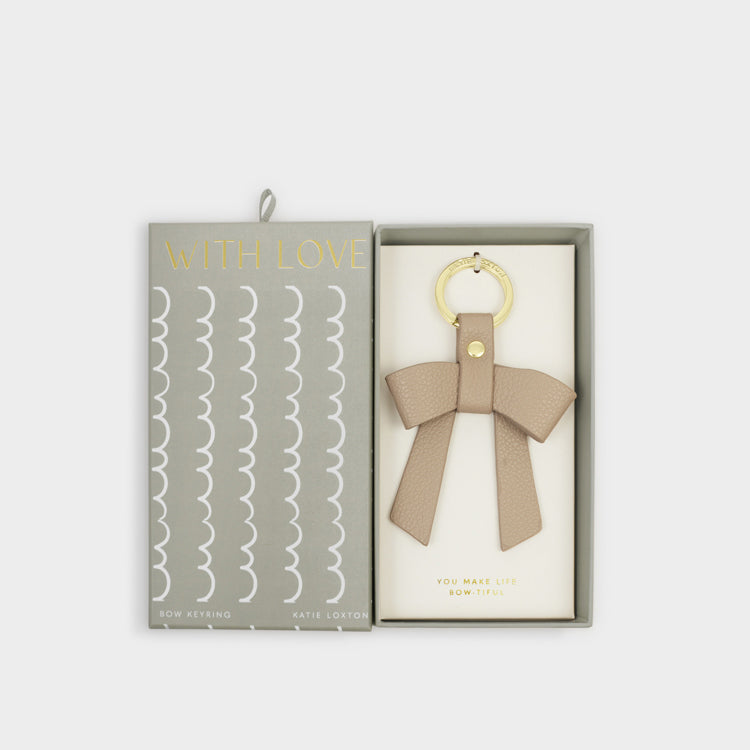 BOXED BOW KEYRING | YOU MAKE MY LIFE BOW-TIFUL| Light Taupe | 3 3/4" x 2 7/8"