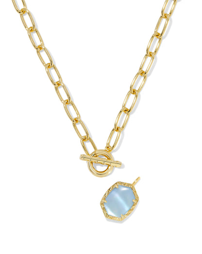 Daphne Link Chain Gold with Light Blue Stone