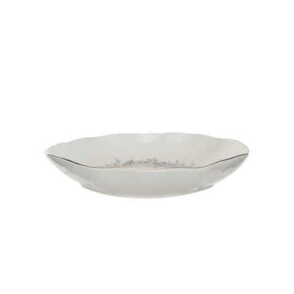 Round Stoneware Bowl w/Wreath & Gold Electroplating