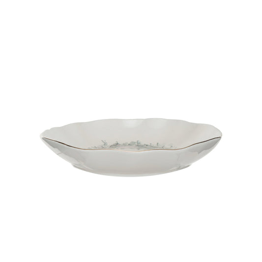 Round Stoneware Bowl w/Wreath & Gold Electroplating