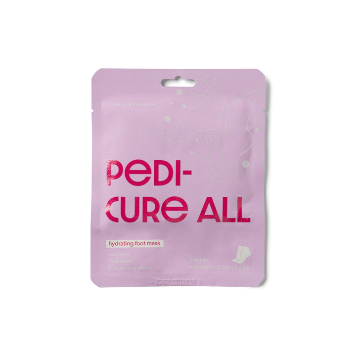Light purple foil pouch for a Smooth It Over Hydrating Foot Mask.