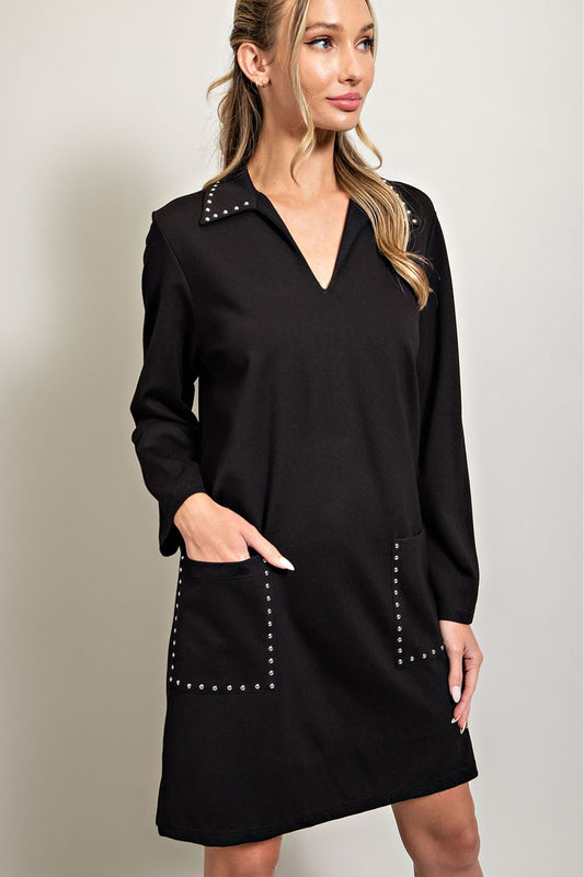Jewel Detail Pocket Mini Dress