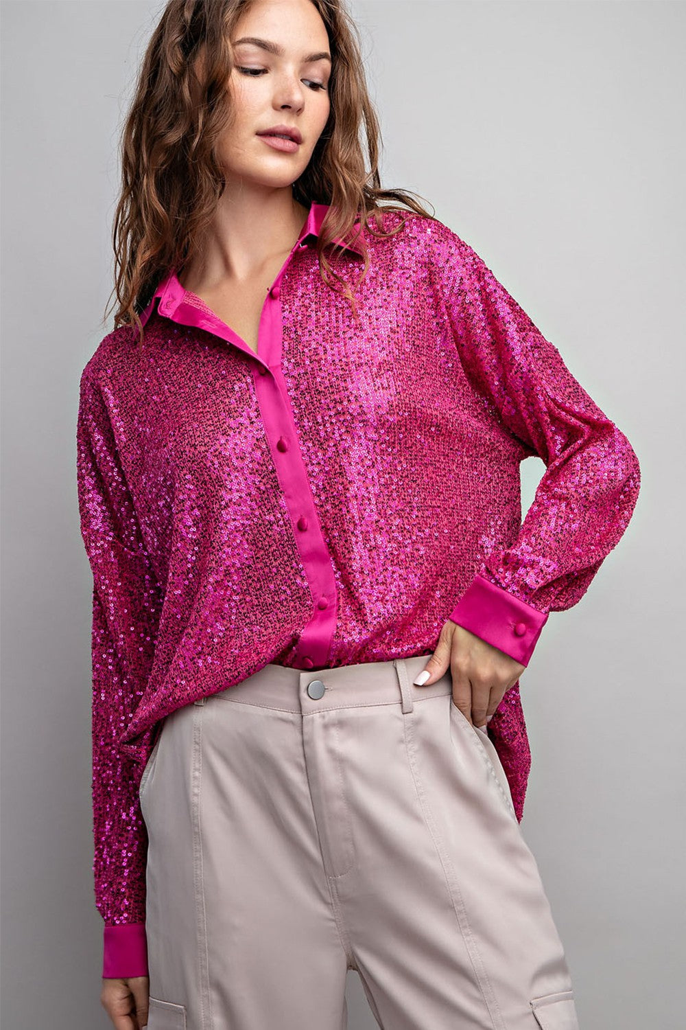 Barbara Glitter Button Down Shirt
