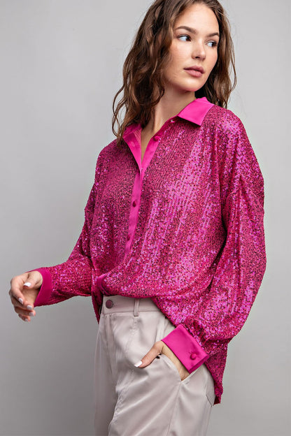 Barbara Glitter Button Down Shirt
